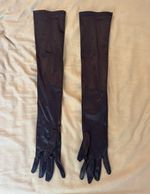 Women’s Black Satin Long Gloves, One Size
