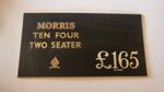 Very rare vintage 30's Morris Ten Four 2 Seater car dealership/garage price card