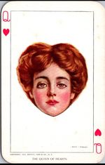 Antique 1909 Postcard "Queen Of Hearts" Will Grefé Woman Playing Card JN6