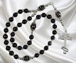 Handmade Orthodox Rosary Black Shell Pearls, Stainless Steel Cross