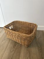 Vintage Wicker Rattan Storage Basket 48cm Rectangular Rustic Country