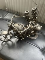 Metal Sculpture Of Motor Bike With Rider  And Passenger
