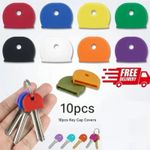 10 Key Cap Covers Tag Assorted Colours Rubber ID Markers Keyring Identifier