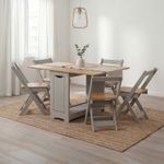 Corona Butterfly Drop Leaf Folding Dining Table 4 Chairs Grey Solid Wooden Pine