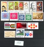 CANADA Postage Stamps, 1971 Year Set collection, 18 different Mint NH, See scans