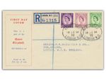 1954 3d, 6d, 7d Wildings FDC London CDS