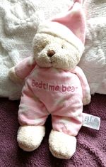 Mothercare Pink Teddy Bear Bedtime Bear Comforter Baby Soft Toy Comfort