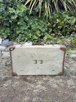 Vintage 1930s/40s Canvas Leather Suitcase Antique Travel Luggage