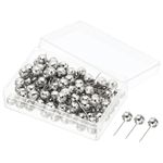 100pcs Push Pins, Round Head Map Tacks Thumb Steel Point, Silver
