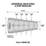 Universal Exhaust Pipe Reducer 50mm - 75mm 6 Step Adapter Performance System