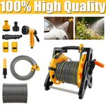 Compact Garden Hose Reel 15M/25M /30M + Spray Gun Water Pipe with Fittings