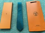Hermès Paris Men's Silk Tie Green Micro H & Dot Jacquard Pattern Made in France