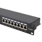Patch Panel CAT6A 24 Port RJ45 Shielded Network 19inch STP Vertical Punchdown