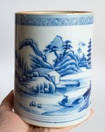 Large Chinese Antique Blue White Export Porcelain Tankard Brush Pot 18th C Qing