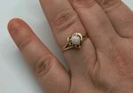 Vtg 10k Genuine Opal And Diamond  Heart Shaped Solitaire Love Ring