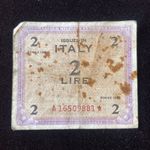 Banknote. Italy 2 Lire. Used. 1943.