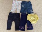 Baby girls age 0-3 months floral leggings 3 pairs of blue jeans bundle VGC
