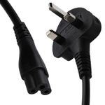 Power Cord UK Plug to C5 Clover Leaf CloverLeaf Lead 2m Cable Black
