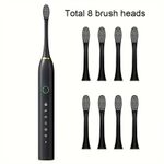 Sonic Electric Toothbrush Clean Teeth Rechargeable 5 Modes 4/8x Heads Uk