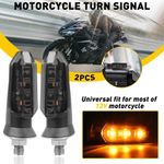 2PC Motorcycle LED Turn Signal Smoked Amber Light Blinker Indicator Universal US