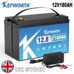 12V 180Ah Lithium Battery LiFePO4 100A BMS for RV Solar Off-grid Boat +Charger