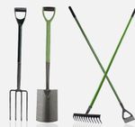 4-Pc Heavy Duty Carbon Steel Garden Tool Set - Spade, Fork, Hoe & Rake