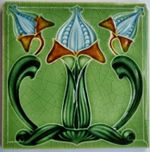 Gorgeous Antique Art Nouveau 6" x 6" Victorian Tile By TR Boote circa 1900s