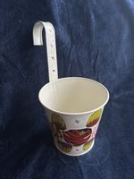 Hand Painted White Canal Ware Metal Planter