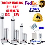 DC12V Stroke 2"~48" 158lb Linear Actuator Electric Linear Motor for Door Opener 