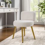 Teddy Fleece Vanity Stool Dressing Table Chair Bedroom Makeup Chair w/ Backrest