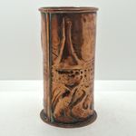 Newlyn Copper Vase Arts and Crafts Repousse Fish Boats Lighthouse Antique