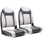 NORTHCAPTAIN A Pair of Deluxe High Back Folding Boat Seat, Charcoal/Light Grey