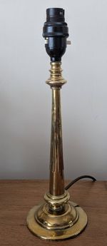 Antique William Souter &Sons Brass Fluted Column Table Lamp - Bakelite Switch
