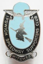 IPSWICH WITCHES - Superb Vintage 1969 Enamel Speedway Pin Badge SUPPORTERS CLUB
