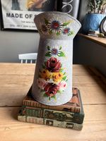 Barge-ware Metal Jug Canal Hand Painted Floral Design Folk Art Canal Boat Signed