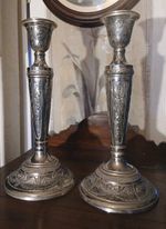 A Pair Of Stunning Adam Style Neoclassical  Candlestick  - 12"  Silver Plated 