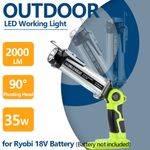 For Ryobi 18V LED Work Light Portable Campaign Light Spotlight Flashlight Torch