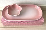 Le Creuset Oblong Plate 25cm & Mini Flower Bowl Set Flower Collection Shell Pink