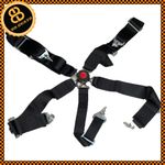 Black 5 Point Car Racing Harness Quick Release Latch Clip Fitting + Eye Bolts 