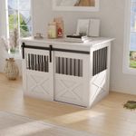 Wooden Dog Crate Furniture Dual Purpose Pet Kennel and Side Table with Doors