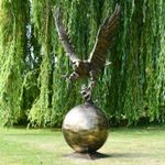 Large Golden Eagle on Ball Garden Sculpture - Aluminium Outdoor Ornament