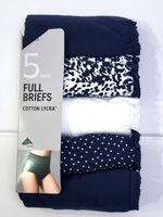 Ex M & S Ladies 5 Pack Cotton Lycra Full Briefs Knickers Underwear Sizes 8 to 28