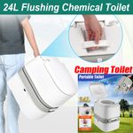 24L Portable Toilet Flushing Chemical Toilet Potty Camping Caravan Easy to Clear
