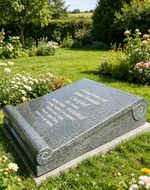 Personalised Flat Grey Granite Scroll Gravestone Headstone Cemetery Grave Marker