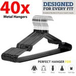 5/80X Strong Metal Hangers Heavy Duty Stainless Steel Coat Hanger Non Slip 40Cm