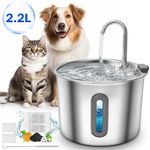 Cat Water Fountain for Drinking 2.2L Stainless Steel Cat Fountain Faucet Tool