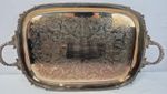 Antique Butler Gallery Tray Sheffield EPNS Silver Plated Footed Handles 21x16 in