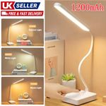 LED Flexible Touch Bedside Desk Light USB Rechargeable Dimmable Reading Lamp