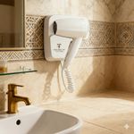 Electric Hair Dryer Wall Mounted Fixed Holster Type White Hotel Washroom 