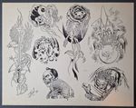ORIGINAL 1989 Vintage Shop Used Kari Barba Tattoo Flash Sheet Dragon, Wizard